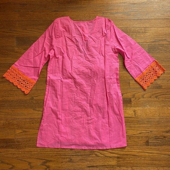 Mud Pie Hot Pink and Orange Nora Crochet Tunic - Picture 6 of 6